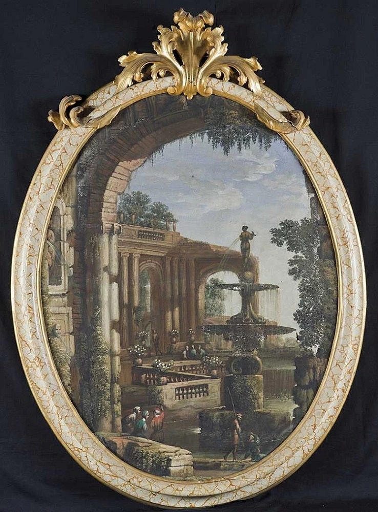 Capriccio architettonico con fontana ed arco